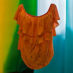 7th Avenue Design Studio New York & Company Bold Orange Top Size Medium
